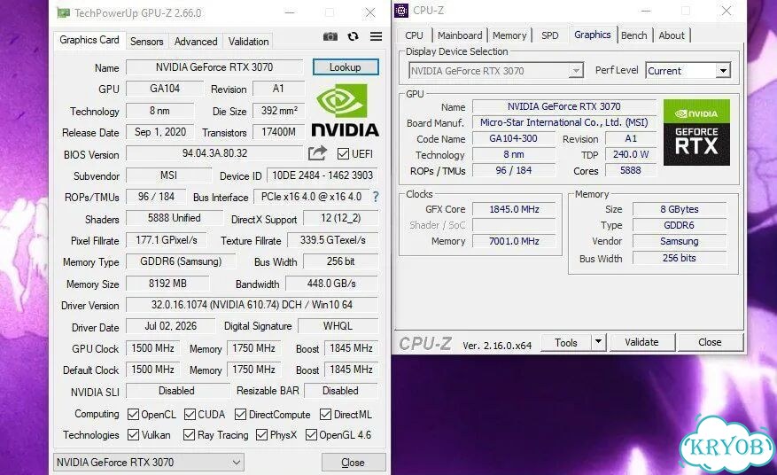 Видеокарта MSI GeForce RTX 3070 gaming Z trio 8gb фото 9