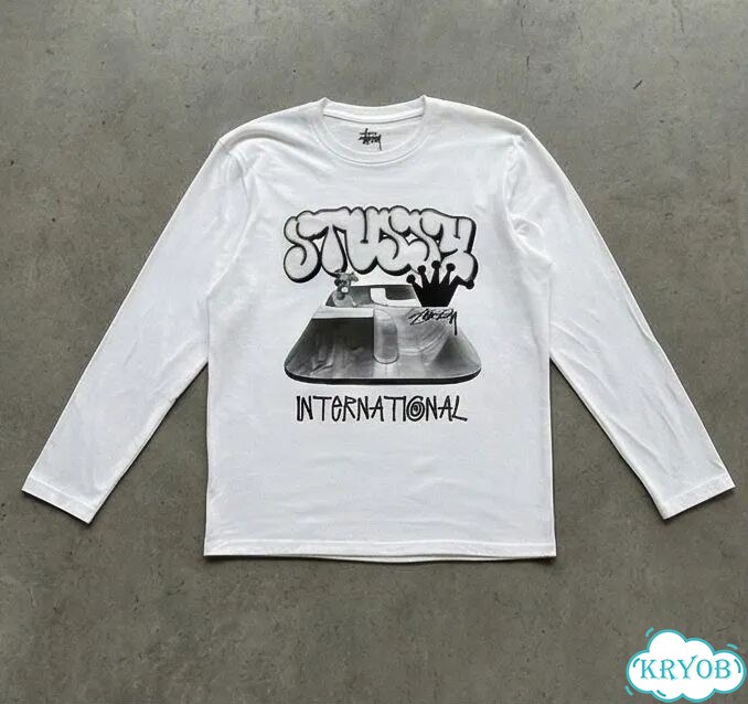 Лонгслив мужской Stussy белый international streetwear vintage AC0018 фото 2