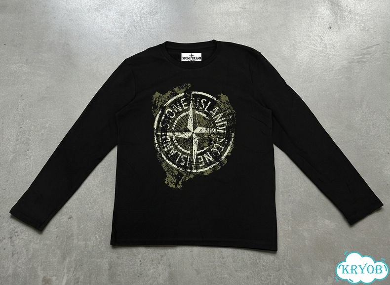 Лонгслив мужской черный Stone island t-shirt children's clothing streetwear vintage AC0213 фото 1