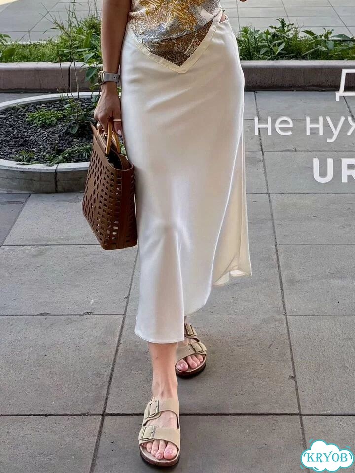 Атласная юбка миди фото 1