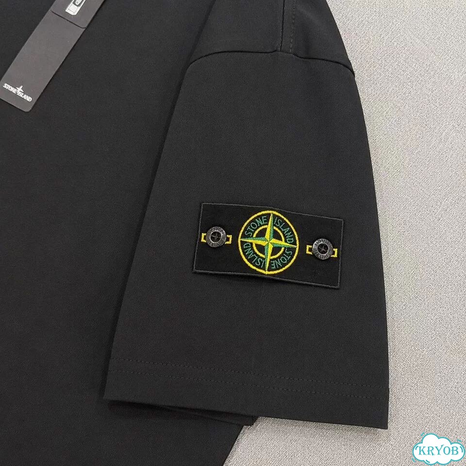 Stone island футболка с патчем чёрная фото 1