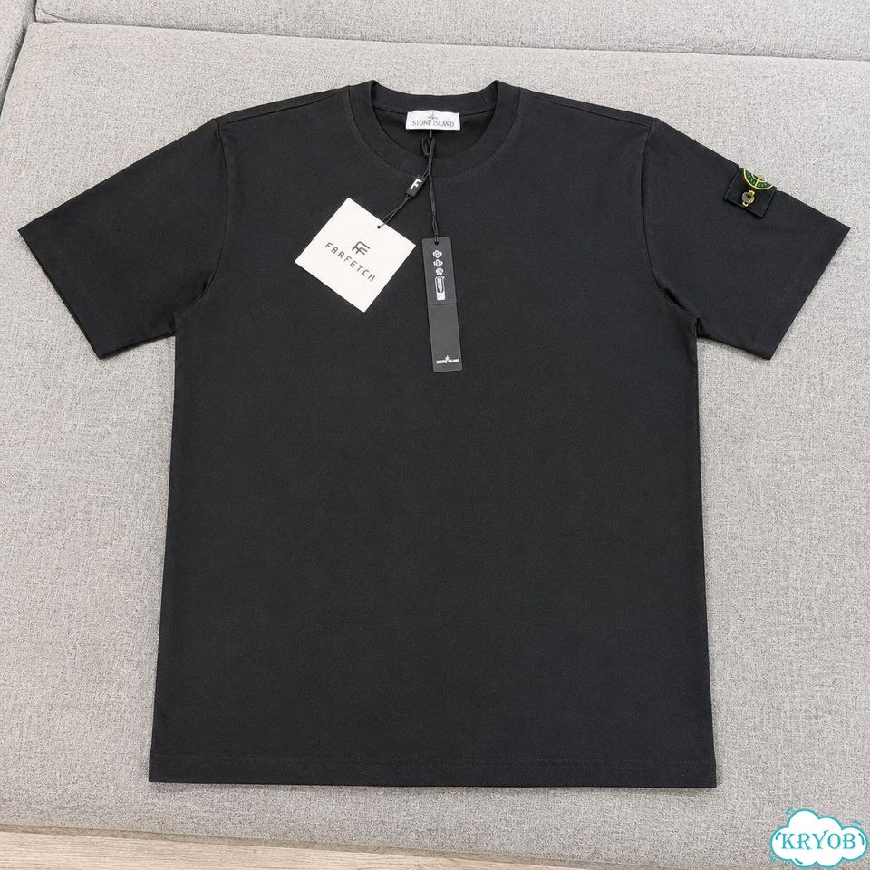 Stone island футболка с патчем чёрная фото 2