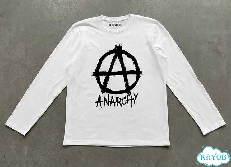 Лонгслив белый AW98 Raf Simons ‘Anarchy’ Motif Radioactivity Split archive type unisex DAC0153 фото 1