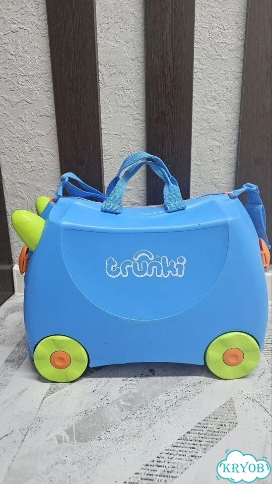 Детский чемодан trunki голубой фото 3