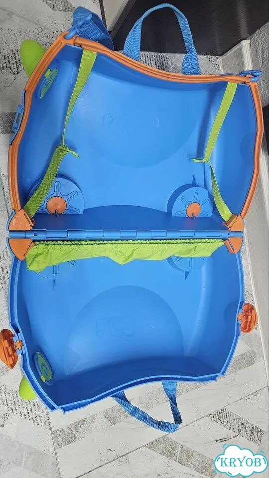 Детский чемодан trunki голубой фото 4