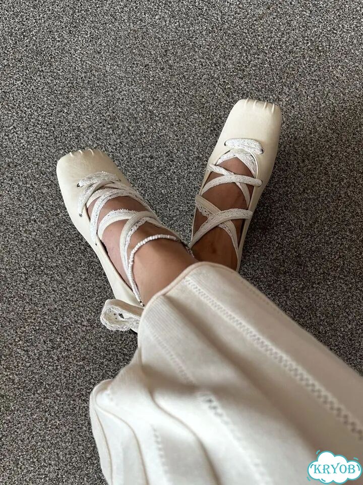 Балетки с квадратным носом туфли с лентами фото 7