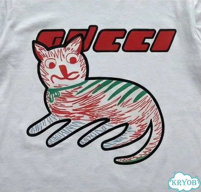 Лонгслив мужской Gucci белый Cat Print luxury archive type AC0037 фото 3