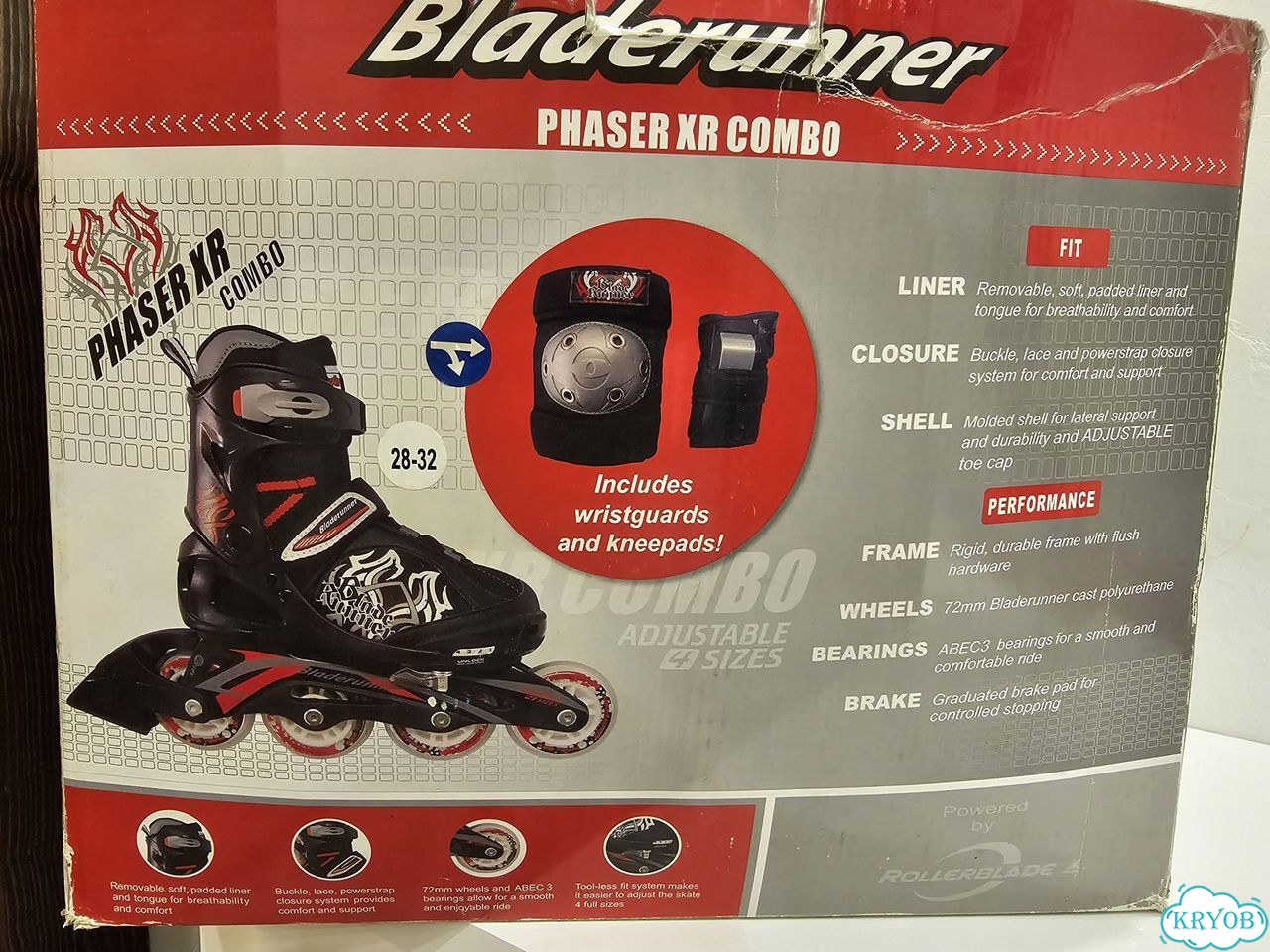 Проф. ролики Rollerblade Phaser XR Combo с защитой фото 1