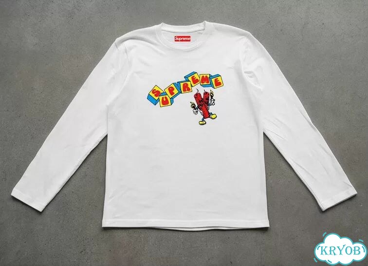 Лонгслив мужской Supreme белый Dynamite Arc Logo Tee Acid Yellow SS19 streetwear vintage AC0196 фото 1