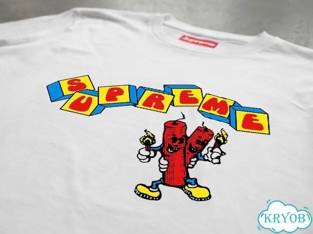Лонгслив мужской Supreme белый Dynamite Arc Logo Tee Acid Yellow SS19 streetwear vintage AC0196 фото 2