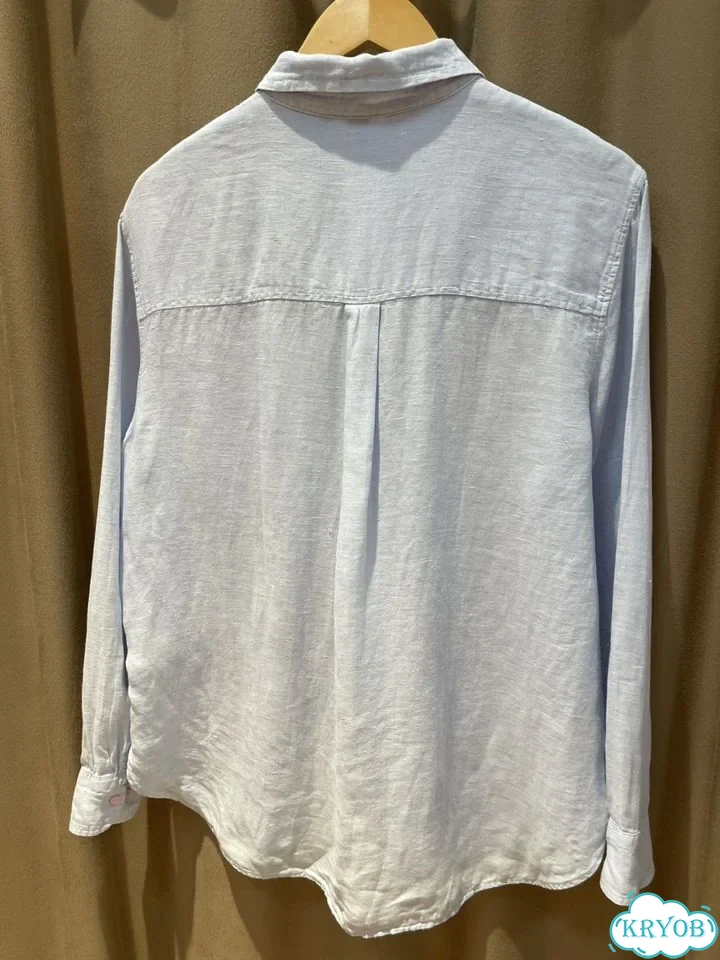 Новая голубая льняная рубашка H&M лён фото 11