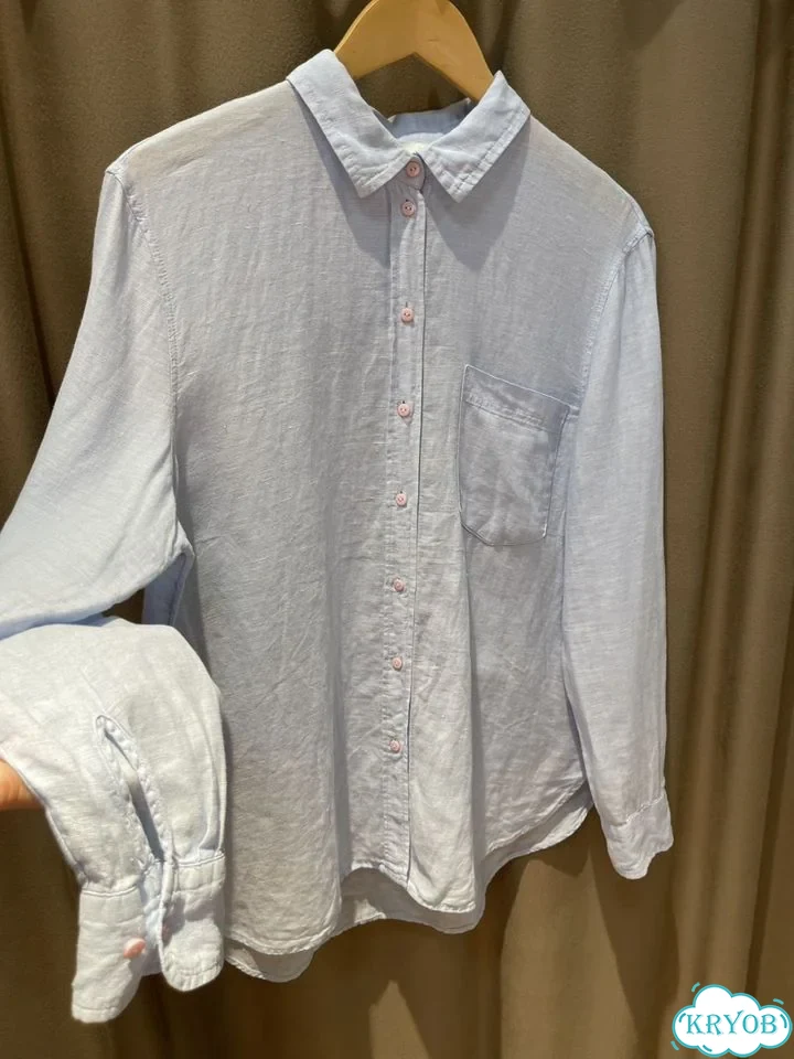 Новая голубая льняная рубашка H&M лён фото 5