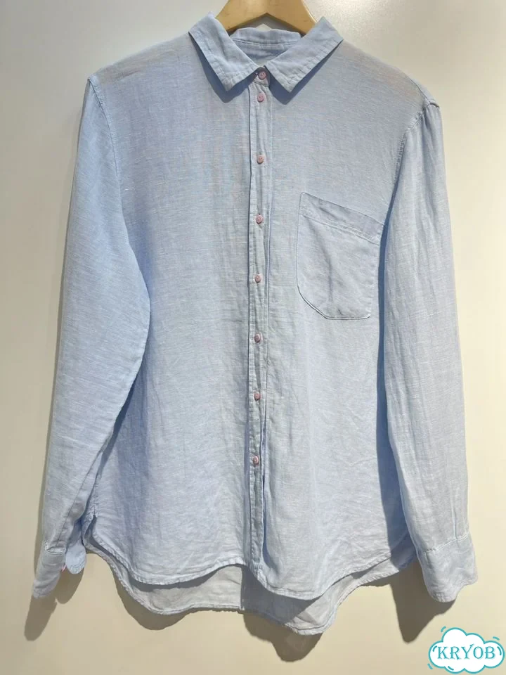 Новая голубая льняная рубашка H&M лён фото 8