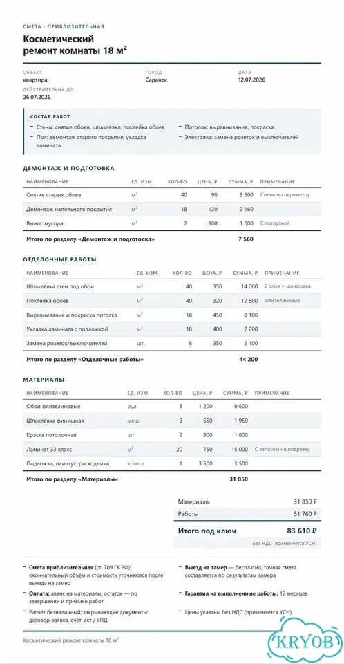 Составление смет на ремонт и строительство фото 1
