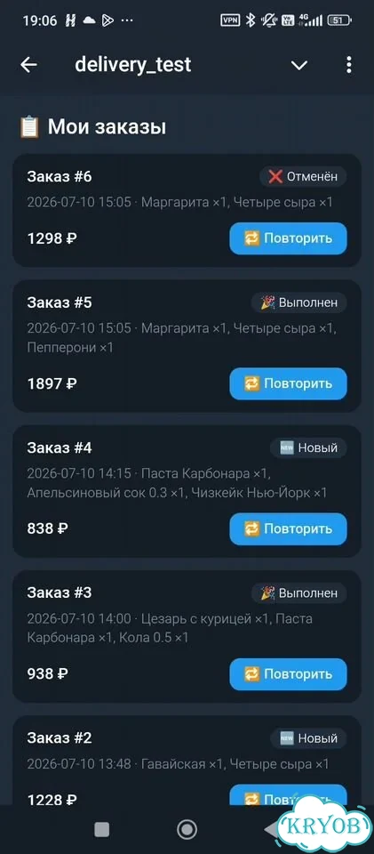 Создание Telegram-бота доставки под ключ фото 3