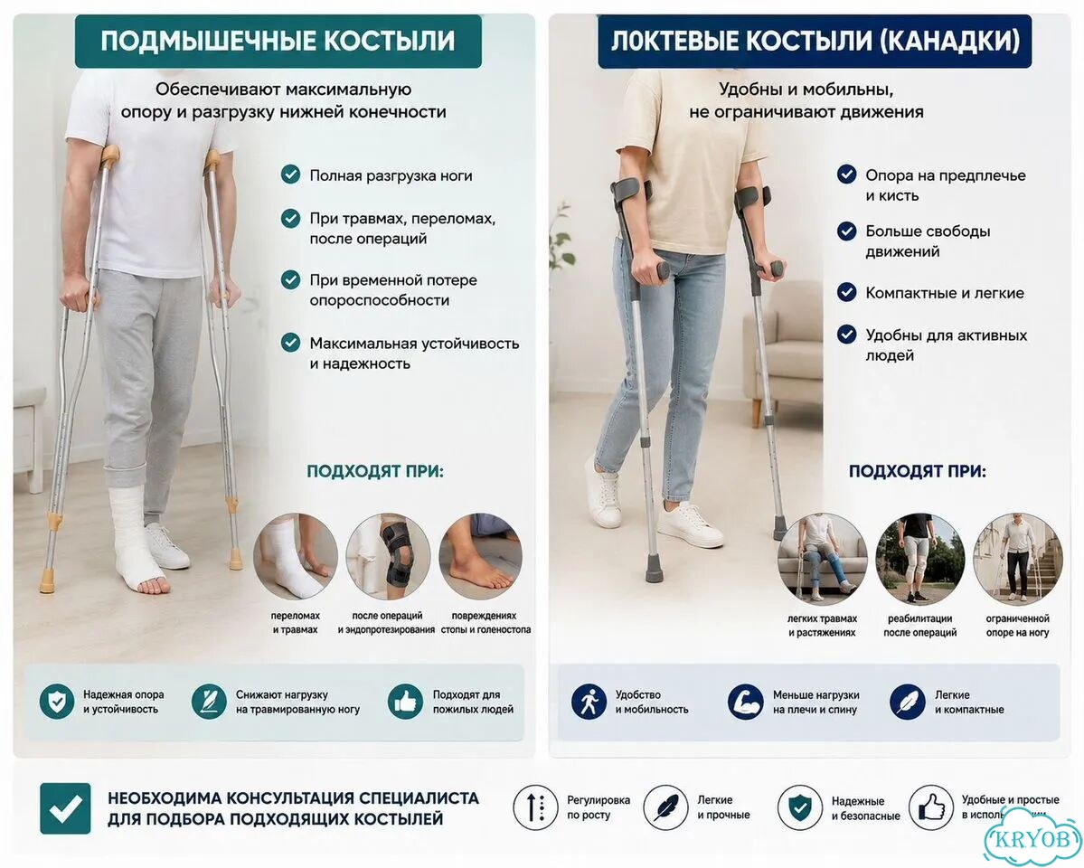 Костыли напрокат Подмышечные и локтевые фото 1