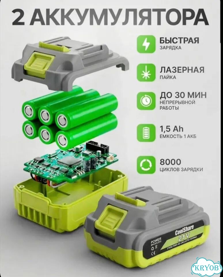 Гайковерт аккумуляторный ударный 21В для авто фото 5
