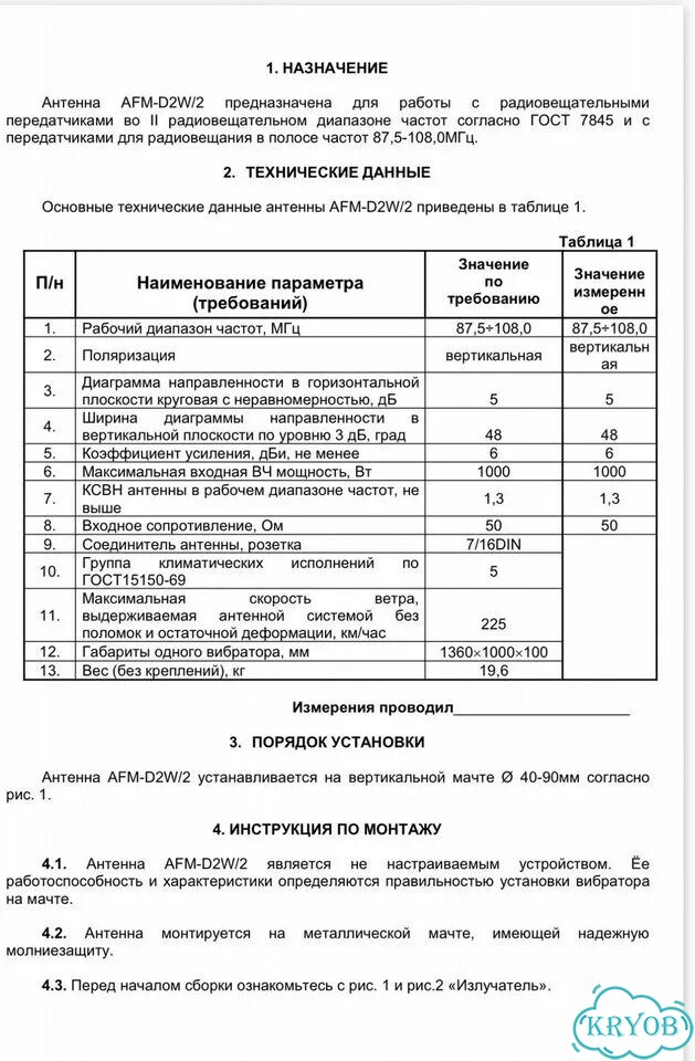Антенна радиовещательная AFM-D2W/2 2 кВт фото 4