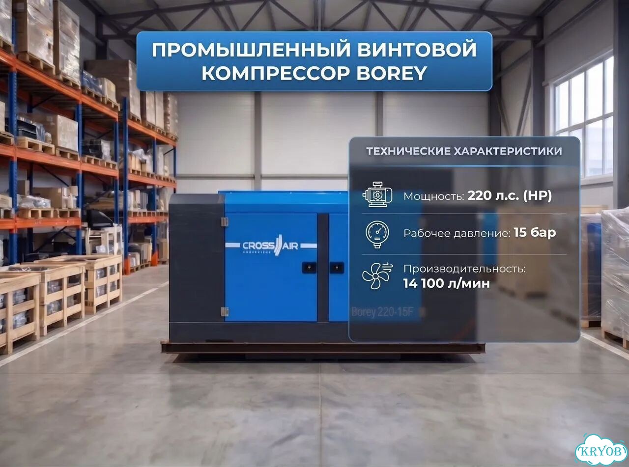 Винтовой дизельный компрессор Borey 220-15F новый фото 1