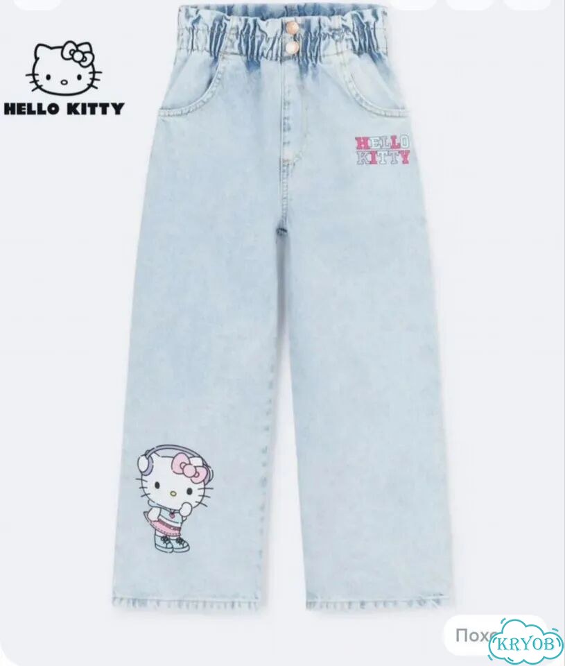 Джинсы Gloria Jeans для девочек Hello Kitty фото 1