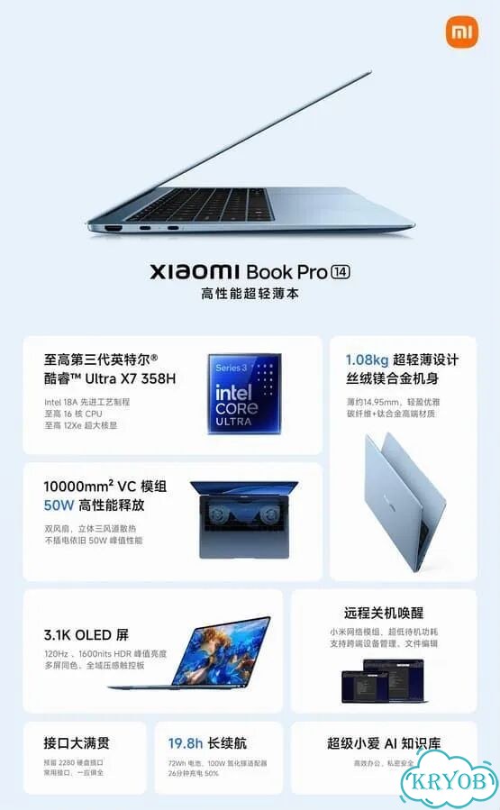 Ноутбук Xiaomi Book Pro 14 2026/Ultra X7 358H/32/1 фото 3