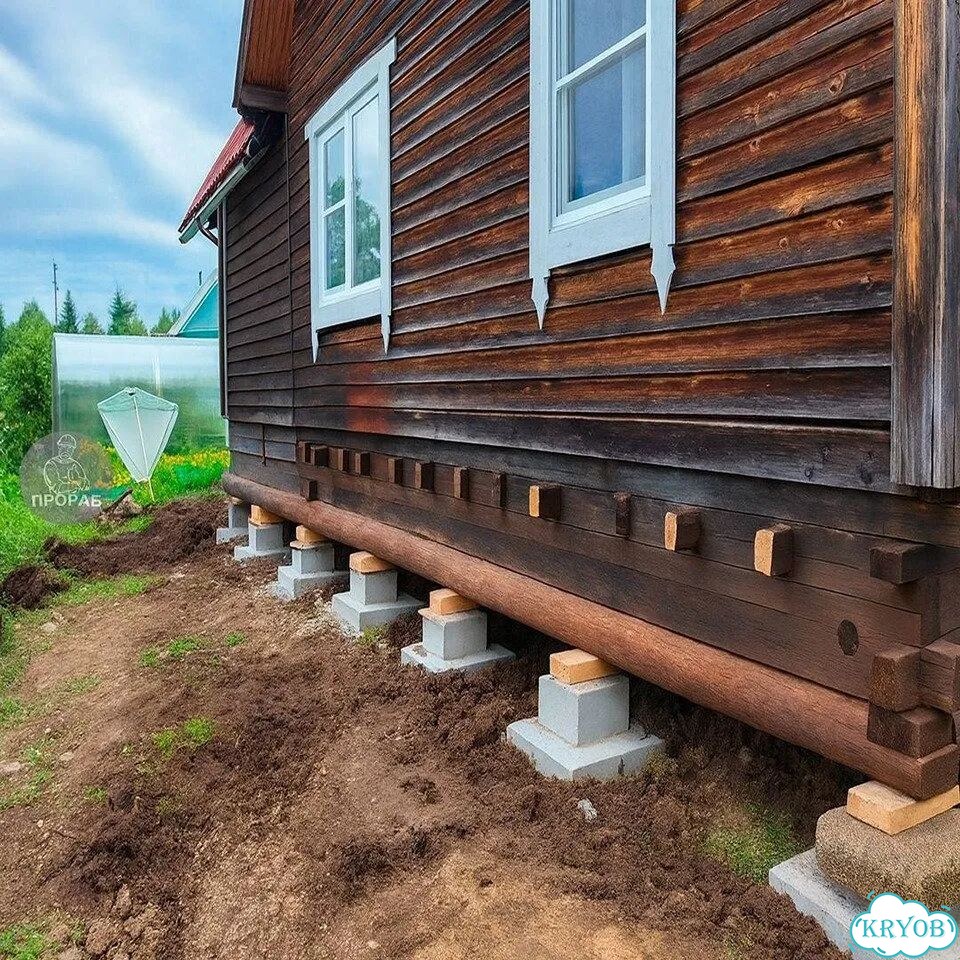 Выправить дом / Ремонт нижних венцов / Подъем дома фото 4