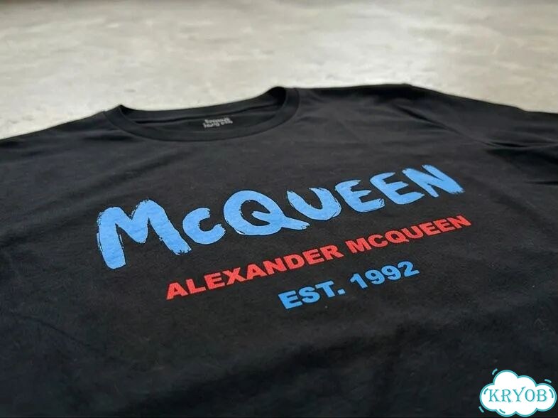 Лонгслив черный Alexander McQween синий лого AC0030 фото 2