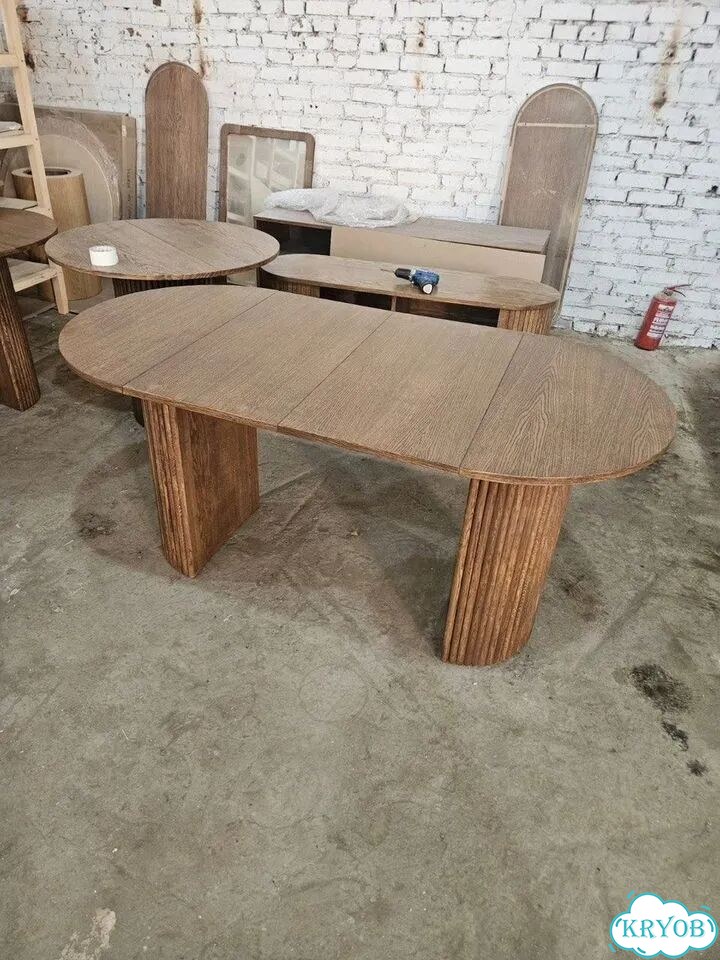 Круглый стол раскладной с двумя вставками фото 7
