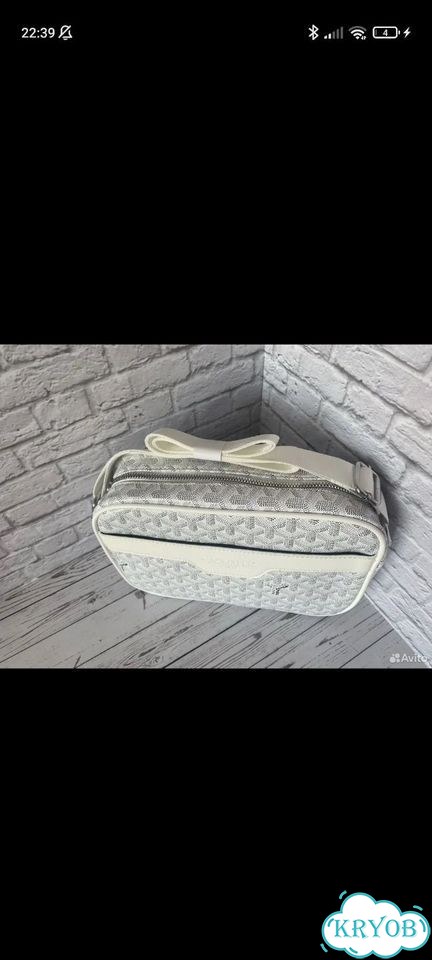 Сумка Goyard мужская белая через плечо фото 4