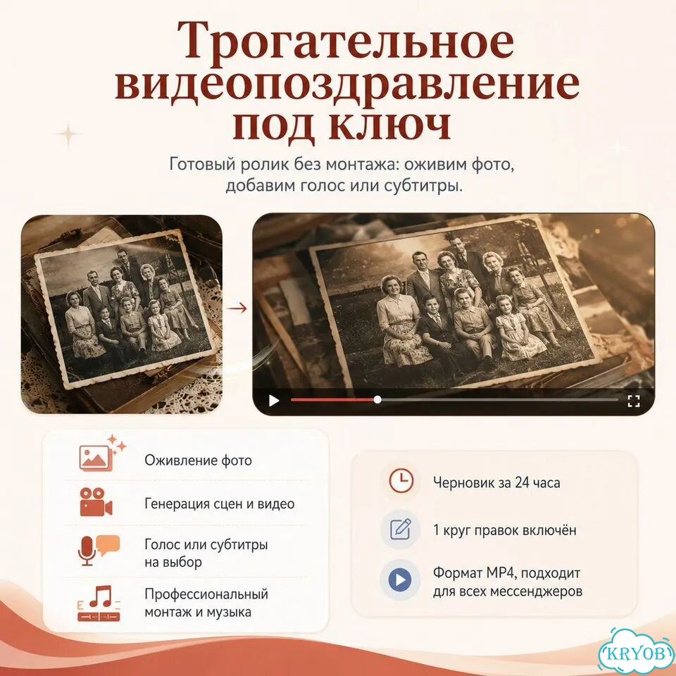Оживлю ваши фото в трогательное видеопоздравление фото 1