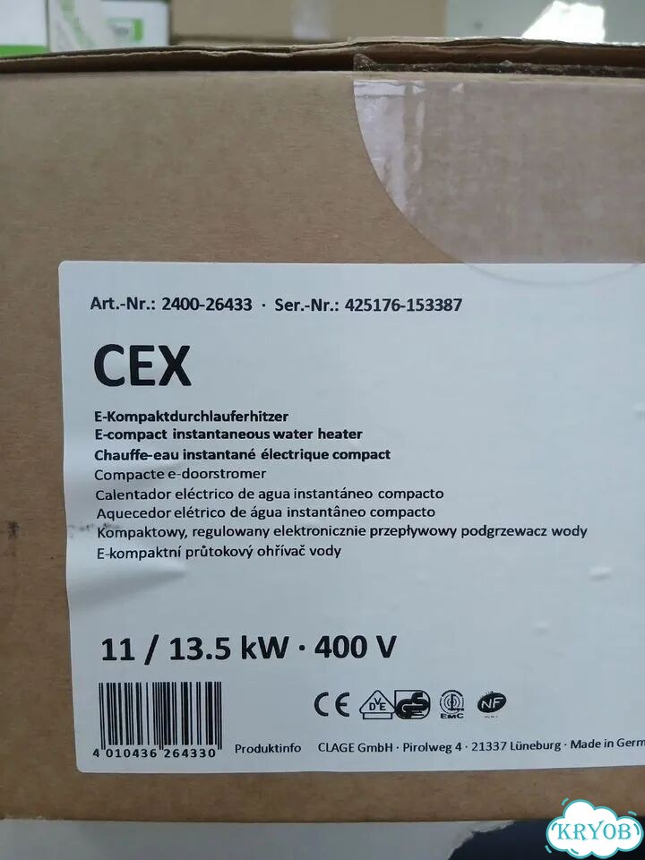 Проточный водонагреватель clage CEX 11/13 фото 5